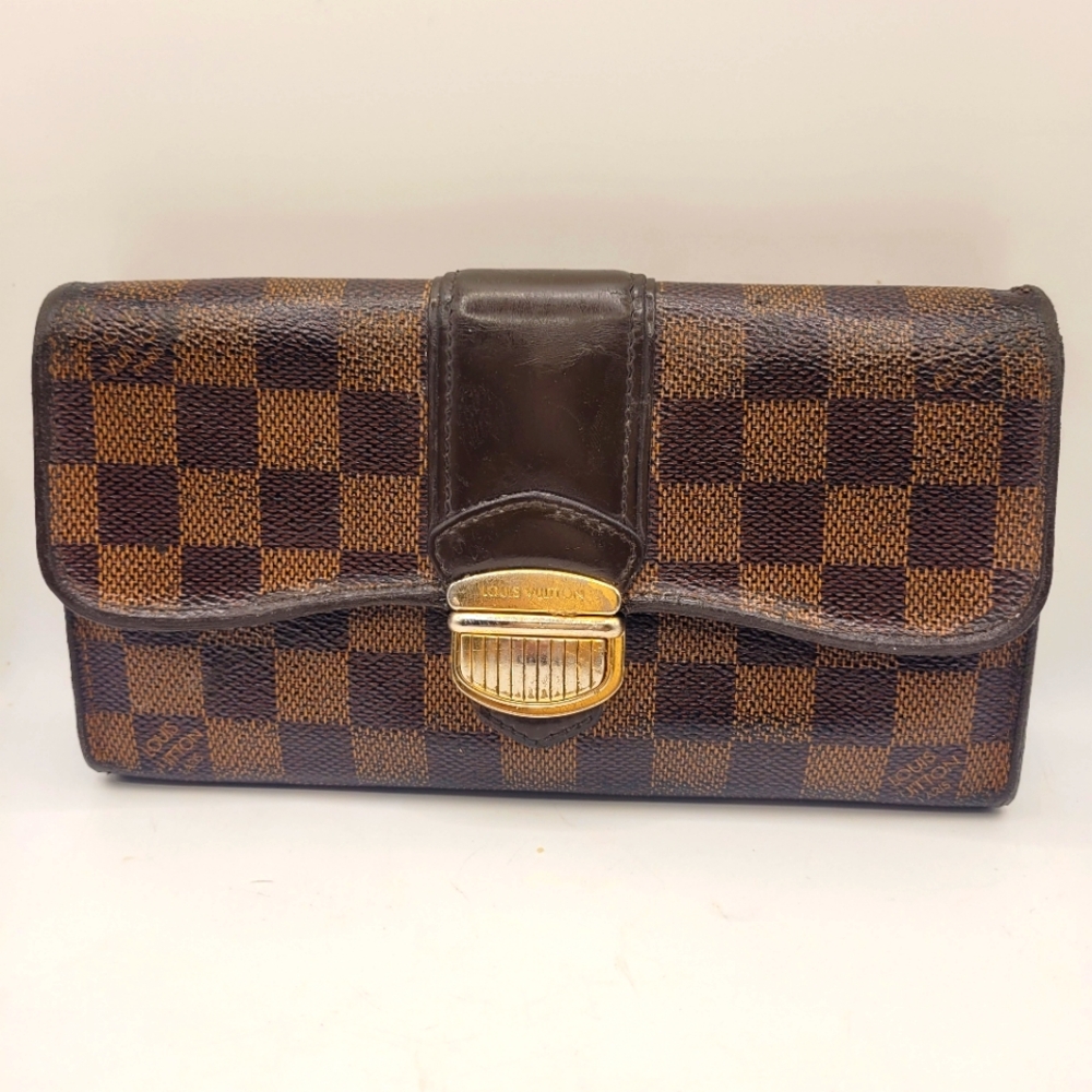 LOUIS VUITTON Damier Ebene Sistina Long Wallet